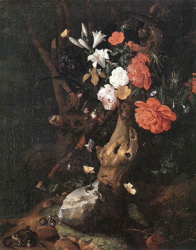 RUYSCH, Rachel Flowers on a Tree Trunk af China oil painting art